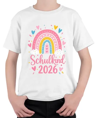 Immagine prodotto di Maglietta per bambini, tema "Prima elementare 2026", arcobaleno, per bambine, prima elementare, taglia 128, colore bianco