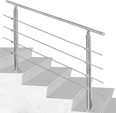 Produktbild von Treppengeländer 100 cm mit 4 Querstreben Treppe Edelstahl für Innen und Außen Handlauf für Treppen, Geländer, Balkongeländer
