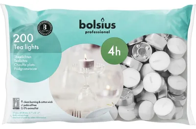 Productafbeelding van Bolsius Theelicht 16/38 Wit (200 stuks)