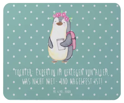 Produktbild von Mr. & Mrs. Panda Mauspad Tochter Expertin - Meeresbrise - Geschenk, Chaos, Mousepad, Liebenswert, laptop, handgemacht, Freude, Humor, Familie, mousematte, pc, Handarbeit