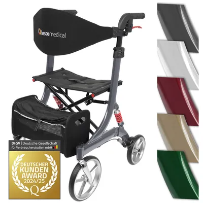 Produktbild von Leichtgewicht Rollator SPRING - Gehhilfe mit Komfort-Federung - höhenverstellbar & faltbar - Modell S Graphitgrau - Bescomedical