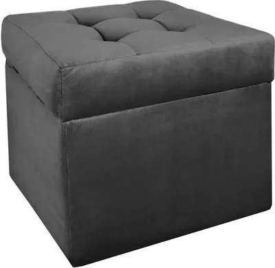 Obrázok produktu pre mg dizajnová čalúnená stolička, 45x45 cm, farba Grijs - mäkký sedák, skladacia s úložným priestorom (50 l), odolná voči zaťaženiu do 100 kg