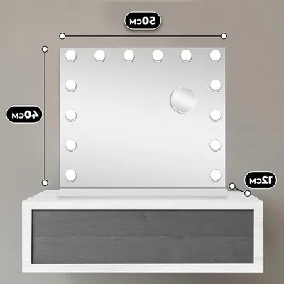 Produktbild von Hollywood Spiegel - beleuchteter Make-up Spiegel - Make-up Anwendung - Verstellbare Helligkeit - 50x40 cm - Weiß