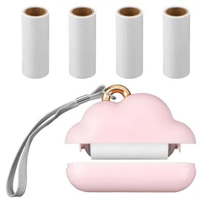 Mini-Fusselroller, tragbar, 150 Nachfüllrollen, rosa