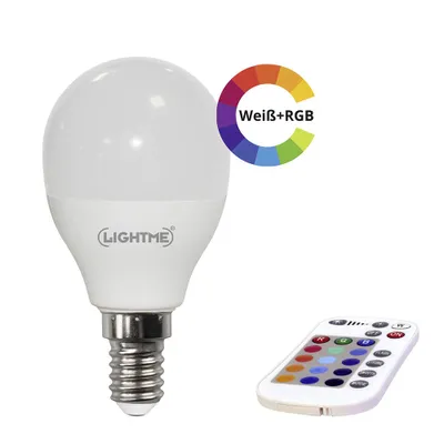 Produktbild von LightMe LED Tropfen 4,9W = 40W E14 matt 470lm RGBW 2700K Dimmbar mit Fernbedienung