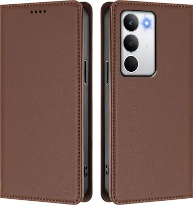 Immagine prodotto di Custodia in pelle per Realme C71, custodia magnetica in Finto cuoio con supporto Marrone