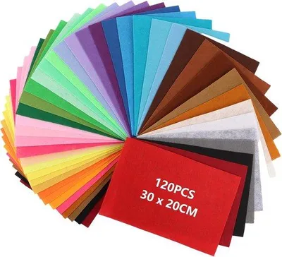 Produktbild von Famanu Bastelfilzset 120 Stück - 40 Farben - 20 x 30 cm - 1 mm dick