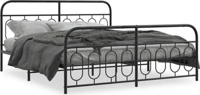 Obrázok produktu pre Maison Exclusive - posteľový rám s čelom a nožnou časťou, kov, čierna, 183 x 213 cm