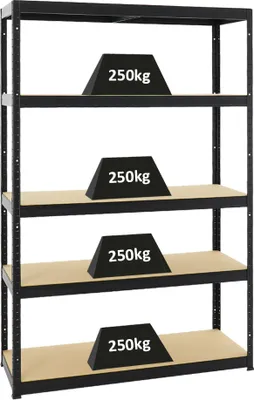 Produktbild von Schwerlastregal Big Elephant S | HxBxT 180x120x45 cm | Fachlast 250kg |Schwarz