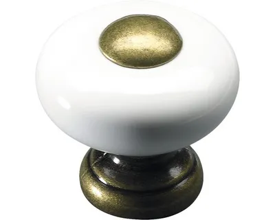 Produktbild von Hettich Möbelknopf Keramik weiß/gold Ø 26,0 mm - 1 Stück