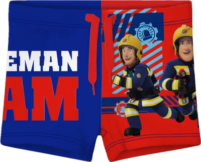 Produktbild von Feuerwehrmann Sam Badehose für Jungen - Kinder Schwimmhose Badekleidung Hose Blau/Rot 122-128