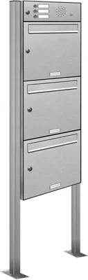 Produktbild von 3er Edelstahl Briefkasten Standanlage Freistehend mit Klingel