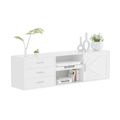 Produktbild von HOMAVO TV-Schrank 160 cm – Modernes Wohnzimmermöbel mit 3 Schubladen, 2 Schiebetüren, pflegeleichter Melaminoberfläche, Holzoptik, robust & stilvoll
