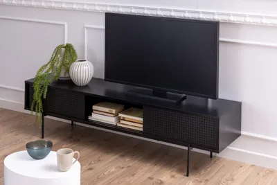 Produktbild von TV-Board >Angus< in schwarz, MDF, Stahl - 180x44,5x40cm (BxHxT)