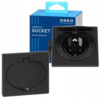 Produktbild von Orno Einbau Steckdose Hermetisch Schwarz Schuko IP44