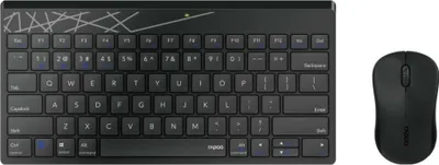 Produktbild von Rapoo 8000M, Mini, Kabellos, Bluetooth, QWERTZ, Schwarz, Maus enthalten