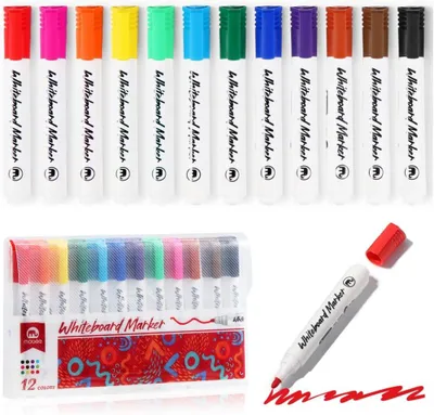 Produktbild von Whiteboardstifte, abwaschbar, 12 Stück, Flüssigkreidemarker für Schule