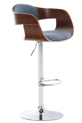 Produktbild von CLP Barhocker Kingston Stoff drehbar und stufenlos verstellbar walnuss/blau