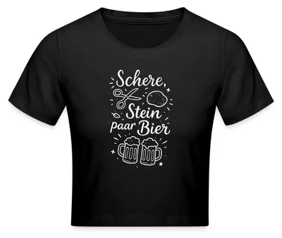Produktbild von Spreadshirt Schere Stein Paar Bier | Bierhumor Crop Top, S, Schwarz