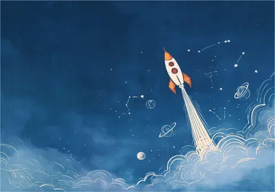 Produktbild von Fototapete Jungen Rakete Himmel - 300x210 cm - Vliestapete Kinderzimmer - Vlies Fototapete Blau - 16364VX6