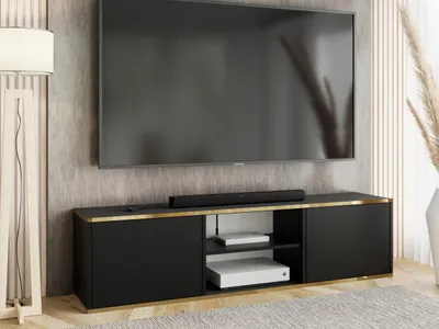 Produktbild von KierMoebel Tv Schrank EDI 3, Modern Lowboard Schwarz  156,4x42x38,8 cm