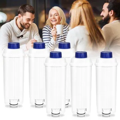 Obrázek produktu pro 6dílný vodní filtr pro kávovary, vzor filtru kompatibilní s modely Delonghi SER3017 DLS C002 a Delonghi EcoDacalk, sada pro espresovač