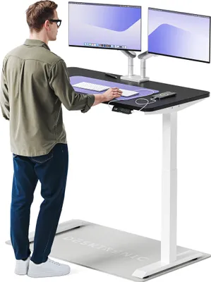 Produktbild von Desktronic HomeOne Elektrisch höhenverstellbarer Schreibtisch 120x60cm Weiß/Schwarz mit Memory-Funktion, Anti-Kollisions Technologie, USB-A und USB-C-Ladeanschlüssen