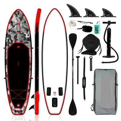 Obrázok produktu pre Nafukovacia doska na paddleboarding – 330 x 84 x 15 cm – Maximálna nosnosť 150 kg – Červená