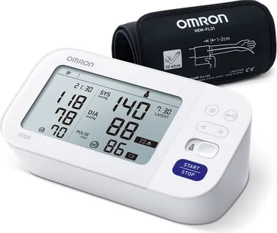 Produktbild von Omron M6 Comfort, Oberarm, Automatisch, Weiß, 2 Benutzer, 22 - 42 cm, Tasten
