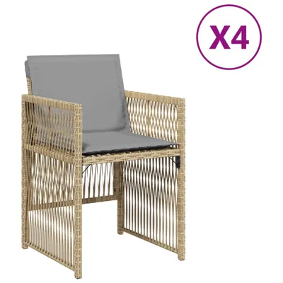 Produktbild von Gartenstühle mit Kissen 4 Stk. Beigemischung Poly Rattan