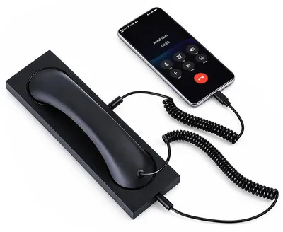 Produktbild von Telefonhörer für Handy, Retro Type-C Hörer mit Standfuß, kabelgebunden, direkte Verbindung, für Smartphones, Schwarz