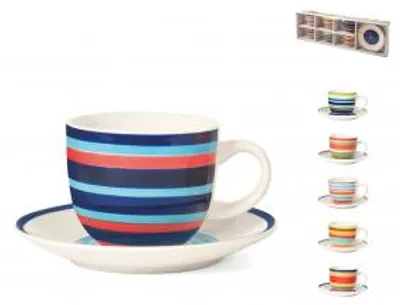 Immagine prodotto di Set 6 Tazze Tè 100 Righe In Stoneware Assortiti Cc250
