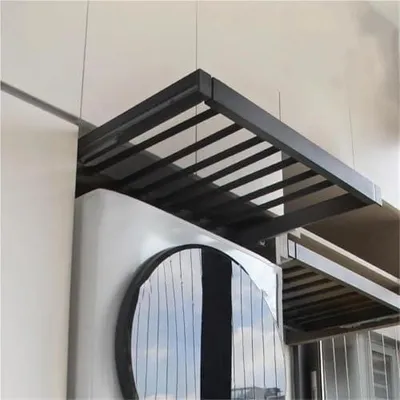 Produktbild von Ausziehbarer Wäscheständer für Waschküche und Kleiderschrank, platzsparendes Aluminiumregal über der Waschmaschine mit verstellbarer Länge (schwarz, 56 cm)