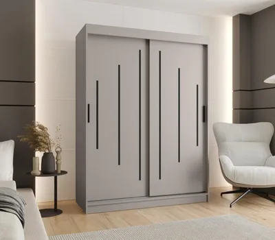 Obrázek produktu pro Šatní skříň 150 cm CASANDRA s posuvnými dveřmi - kašmír / černá