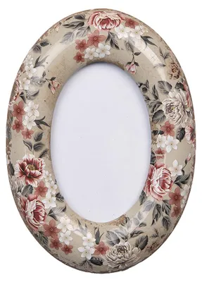 Immagine prodotto di Cornice per quadri Clayre & Eef 9x13 cm Fiori in Vetroceramica beige