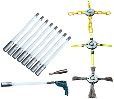 Produktbild von Ofenrohrbürsten-Set, max. Länge 8 m, Schornsteinreinigungsbürsten, Kaminkehrer-Set, Kaminbürste, flexibel bis 90° Wawak 8-TAJ NIER (4)