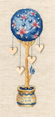 Immagine prodotto di RTO Set per punto croce con elementi in legno "Topiary - Tree of Happiness" CBE9012, schema contato, 5,5x16,5 cm