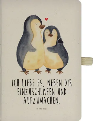 Produktbild von Mr. & Mrs. Panda Kladde Pinguine Einschlafen - Transparent - Geschenk, für Frauen, Freundin, Hochzeitstag, Mitbringsel, Valentinstag, Hardcover Notizbuch A4, Adressbuch