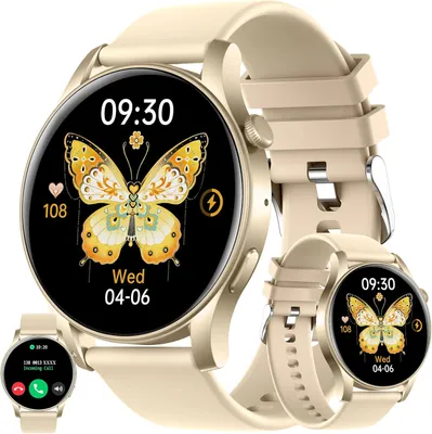 Produktbild von Smartwatch mit Telefonfunktion, 1,43” AMOLED 5ATM Fitnessuhr Taschenlampe Schrittzähler Herzfrequenz, SpO2, Sportuhr Aktivitätstracker für Android iOS