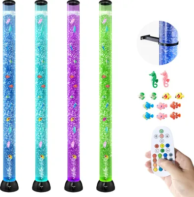 Obrázok produktu pre VEVOR lávová lampa s 10 plávajúcimi rybami, 151 cm, bublinová lampa, 16 farebných svetelných efektov, diaľkové ovládanie, náladové svetlo, akváriové nočné svetlo do spálne, obývačky, domáca dekorácia