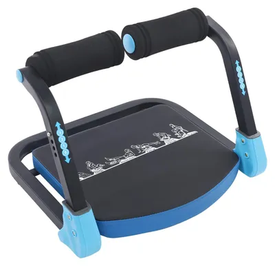 Produktbild von Bauchtrainer - Abdominal Trainingsgerät - Klappbar - Multifunktion - 3-stufige Widerstandseinstellung - Belastbar bis 120 kg - Kompakt 48×46×38 cm - Blau/Schwarz