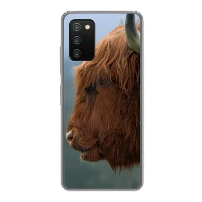 Produktbild von MuchoWow® Handyhülle Schutzhülle Hülle für Samsung Galaxy A03s Schottische Highlander - Tiere - Nebel Silikon Softcase Handy Hülle - Schutz