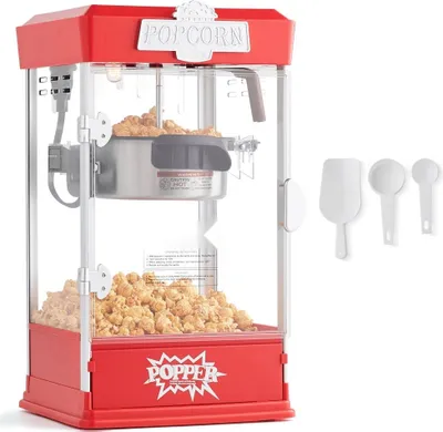 Produktbild von Popcornmaschine 480W - Popcorn Maker 4oz - Popcornautomat in Rot - Leistungsstarkes Popcorngerät