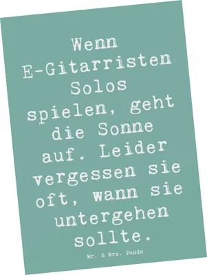 Produktbild von Mr. & Mrs. Panda Ansichtskarte Spruch E-Gitarre Solos - Meeresbrise - Geschenk, Postkarten, Gitarristenwitze, Instrument lernen, Grußkarte, Kunstkarten, Musikhumor, Musik