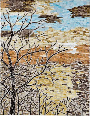 Produktbild von BELIANI Wanddekoration aus Glas Mosaik Natur Motiv Modernes Minimalistisches Wohnaccessoire