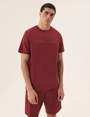 Produktbild von Henderson Herren Pyjama Set - Kurze Baumwoll-Pyjama, Bequem und Atmungsaktiv, Homewear für Frühling/Sommer, Rot, 100% Baumwolle XXL
