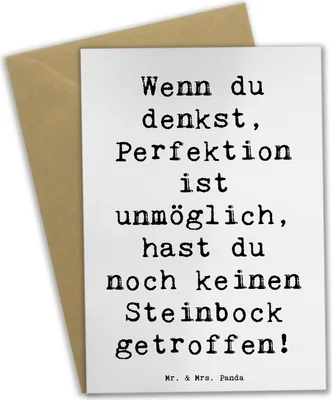 Produktbild von Mr. & Mrs. Panda babykarte Spruch Steinbock Perfektion - Weiß - Geschenk, Sternzeichen, Tierkreiszeichen, Horoskop, einladungskarten, weihnachtskarten, osterkarten, Humor
