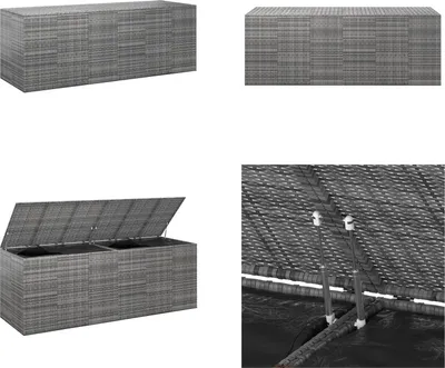 Produktbild von vidaXL Garten Kissenbox PE Rattan 291x100,5x104 cm Grau - Kissenbox - Kissenboxen - PE-Rattan-Kissenbox - Aufbewahrungsbox