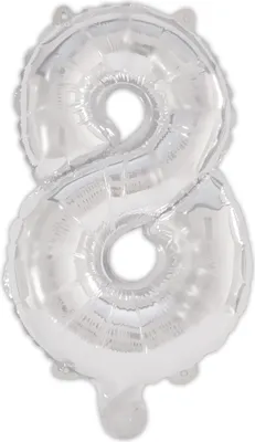 Immagine prodotto di Numero argento, numero 8 argentato, palloncino in foil da 95 cm