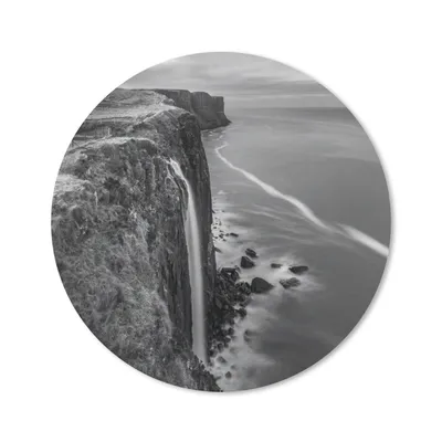Produktbild von MuchoWow® Mauspad Mousepad Wasserfall auf Skye in Schwarz und Weiß 30x30 cm - Mousepads - Maus Mat - Pad - Mausunterlage - Tischunterlage - Schreibtischmatten